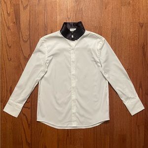 Brunello Cucinelli white button up blouse with embroidered stand collar size S